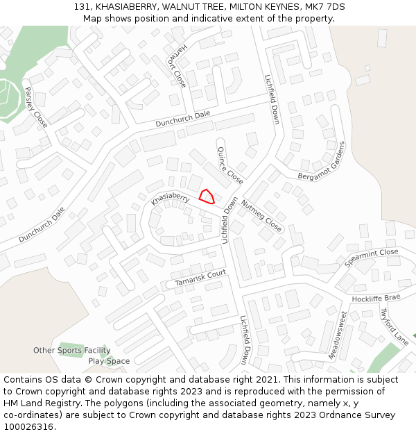 131, KHASIABERRY, WALNUT TREE, MILTON KEYNES, MK7 7DS: Location map and indicative extent of plot