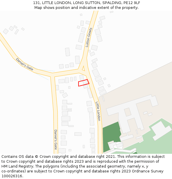 131, LITTLE LONDON, LONG SUTTON, SPALDING, PE12 9LF: Location map and indicative extent of plot