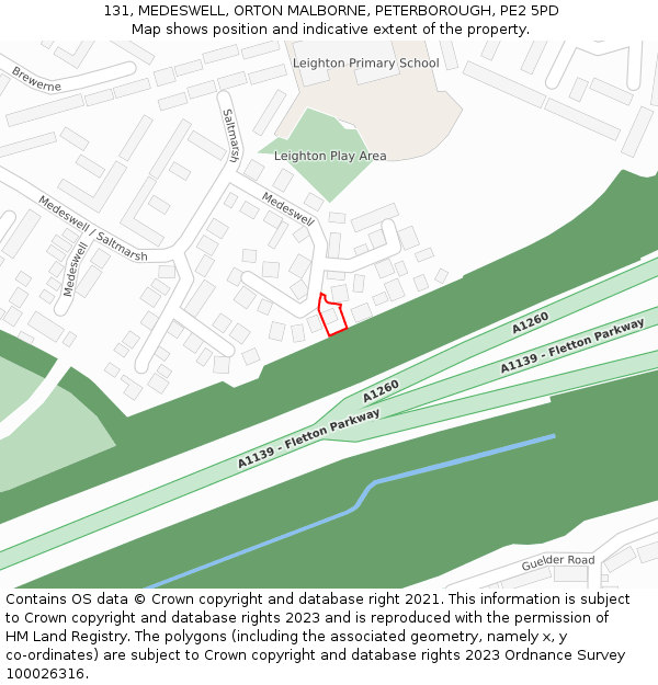 131, MEDESWELL, ORTON MALBORNE, PETERBOROUGH, PE2 5PD: Location map and indicative extent of plot