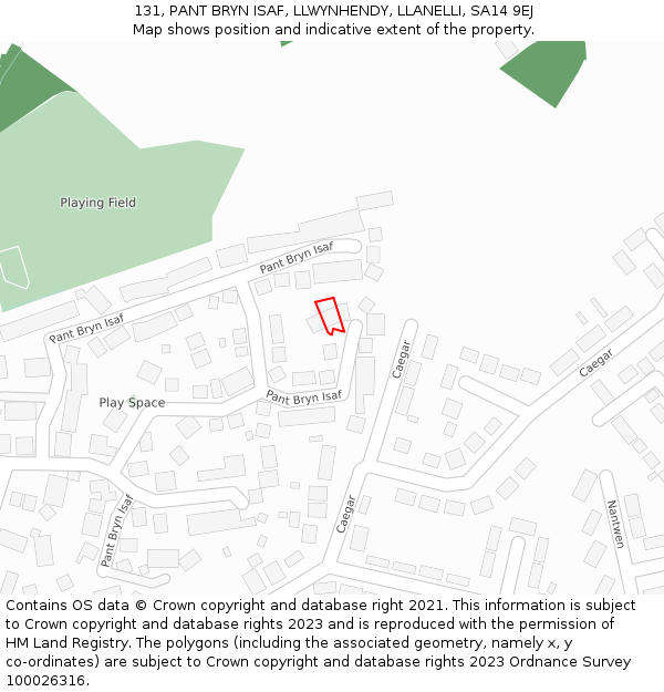 131, PANT BRYN ISAF, LLWYNHENDY, LLANELLI, SA14 9EJ: Location map and indicative extent of plot