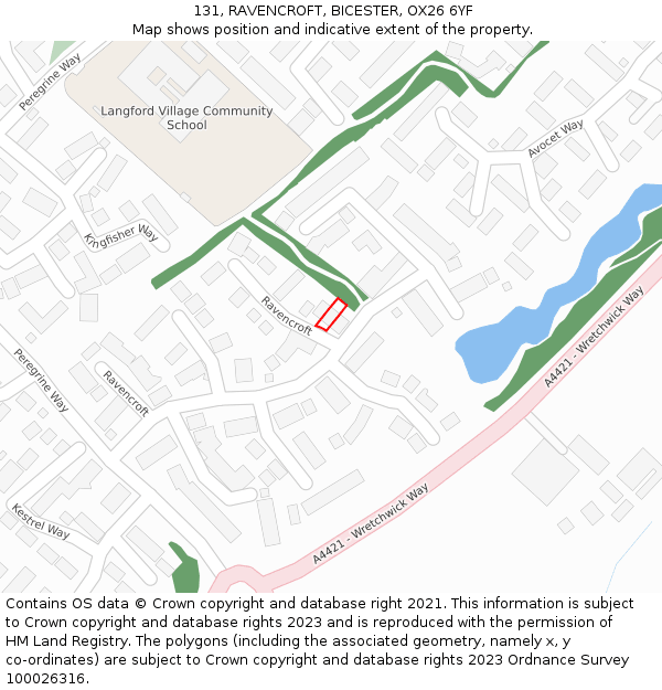 131, RAVENCROFT, BICESTER, OX26 6YF: Location map and indicative extent of plot