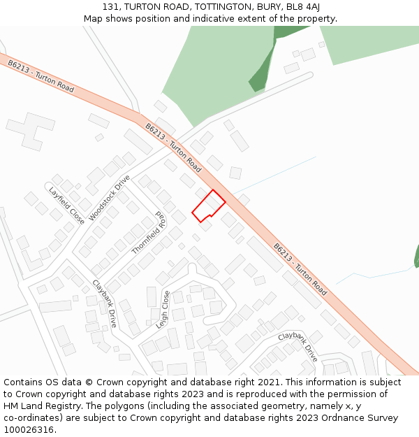 131, TURTON ROAD, TOTTINGTON, BURY, BL8 4AJ: Location map and indicative extent of plot