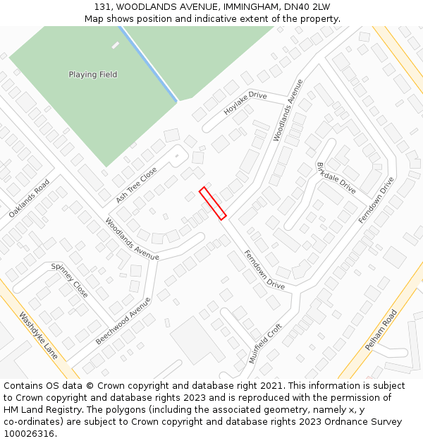 131, WOODLANDS AVENUE, IMMINGHAM, DN40 2LW: Location map and indicative extent of plot