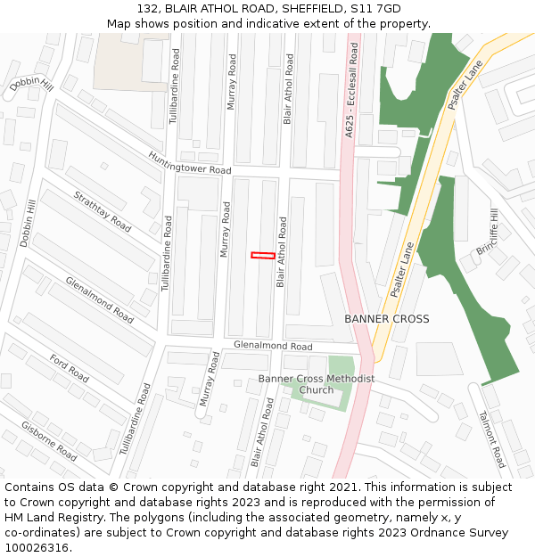 132, BLAIR ATHOL ROAD, SHEFFIELD, S11 7GD: Location map and indicative extent of plot