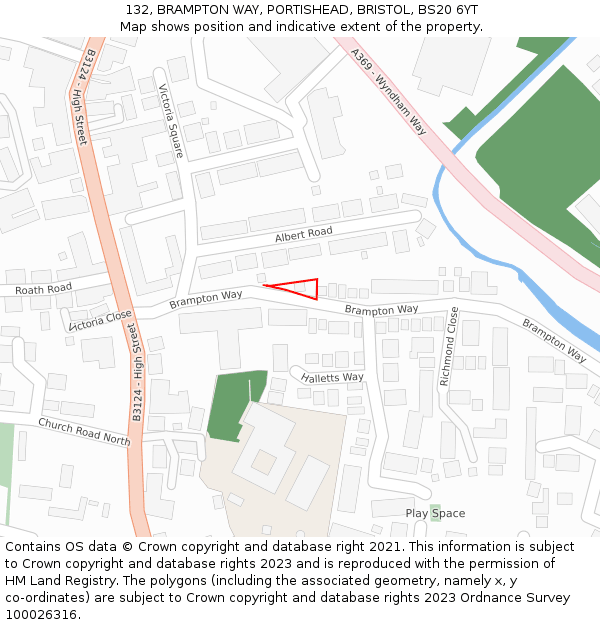132, BRAMPTON WAY, PORTISHEAD, BRISTOL, BS20 6YT: Location map and indicative extent of plot