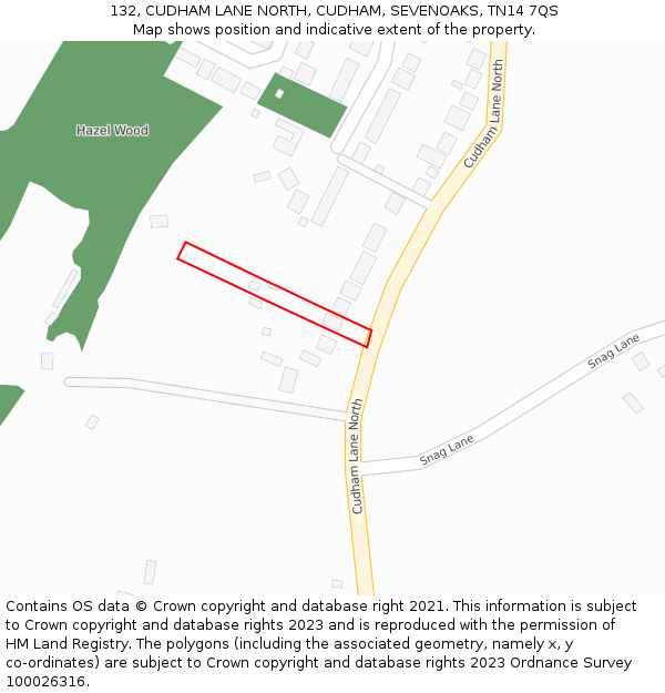 132, CUDHAM LANE NORTH, CUDHAM, SEVENOAKS, TN14 7QS: Location map and indicative extent of plot