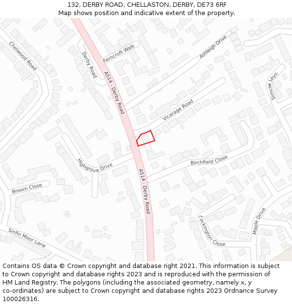 132, DERBY ROAD, CHELLASTON, DERBY, DE73 6RF: Location map and indicative extent of plot