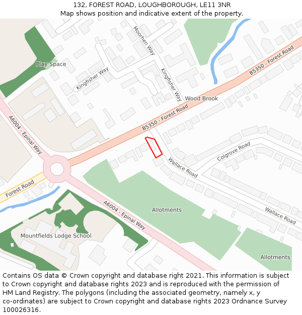 132, FOREST ROAD, LOUGHBOROUGH, LE11 3NR: Location map and indicative extent of plot