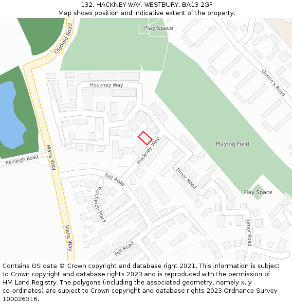 132, HACKNEY WAY, WESTBURY, BA13 2GF: Location map and indicative extent of plot