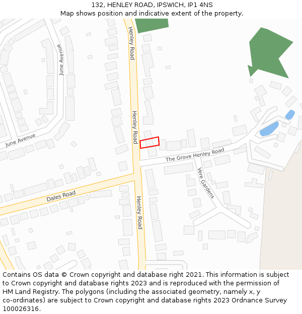 132, HENLEY ROAD, IPSWICH, IP1 4NS: Location map and indicative extent of plot