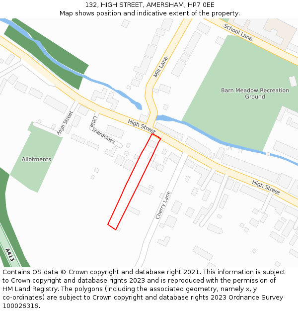 132, HIGH STREET, AMERSHAM, HP7 0EE: Location map and indicative extent of plot