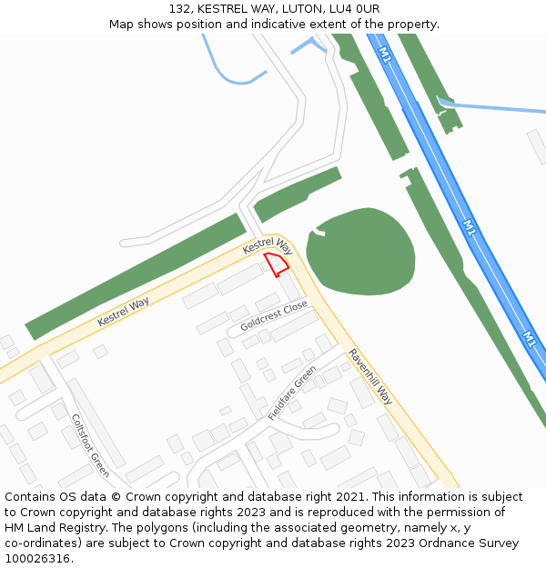 132, KESTREL WAY, LUTON, LU4 0UR: Location map and indicative extent of plot