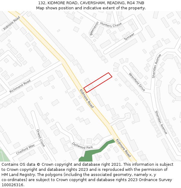 132, KIDMORE ROAD, CAVERSHAM, READING, RG4 7NB: Location map and indicative extent of plot