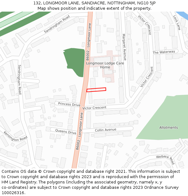 132, LONGMOOR LANE, SANDIACRE, NOTTINGHAM, NG10 5JP: Location map and indicative extent of plot