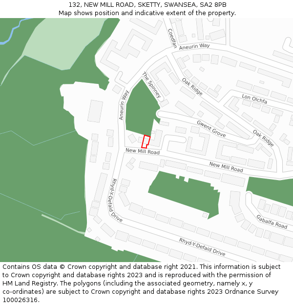 132, NEW MILL ROAD, SKETTY, SWANSEA, SA2 8PB: Location map and indicative extent of plot