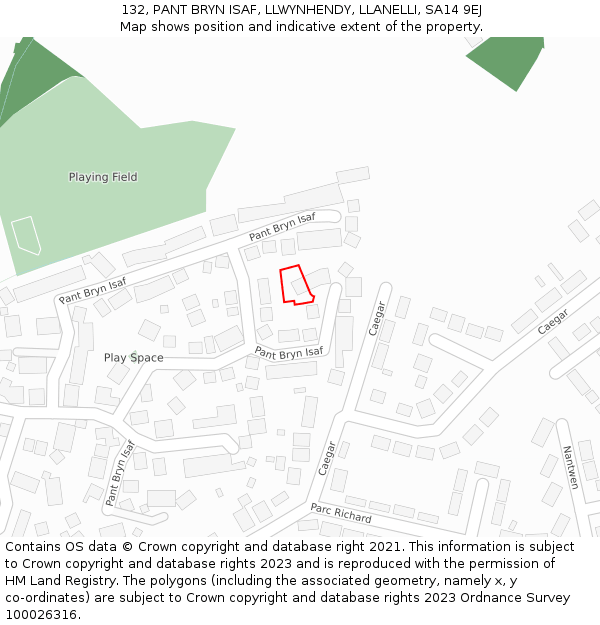 132, PANT BRYN ISAF, LLWYNHENDY, LLANELLI, SA14 9EJ: Location map and indicative extent of plot