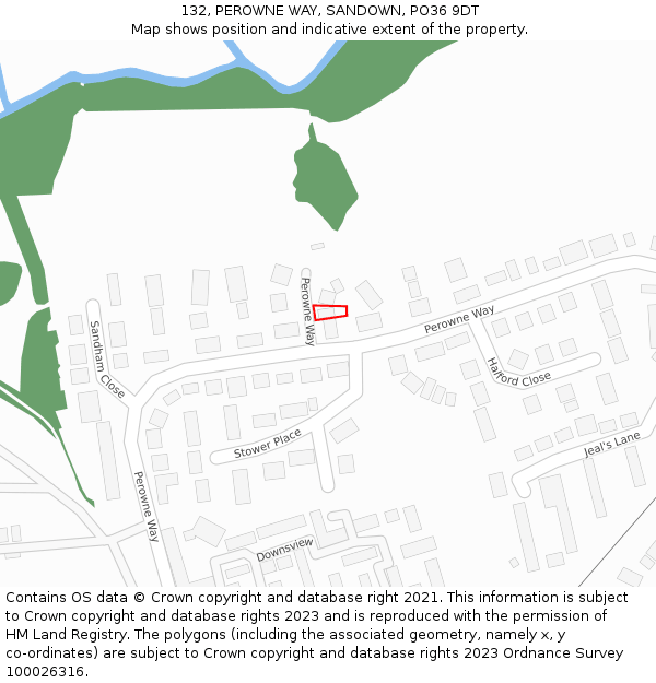 132, PEROWNE WAY, SANDOWN, PO36 9DT: Location map and indicative extent of plot