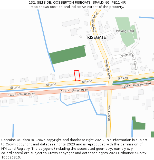 132, SILTSIDE, GOSBERTON RISEGATE, SPALDING, PE11 4JR: Location map and indicative extent of plot