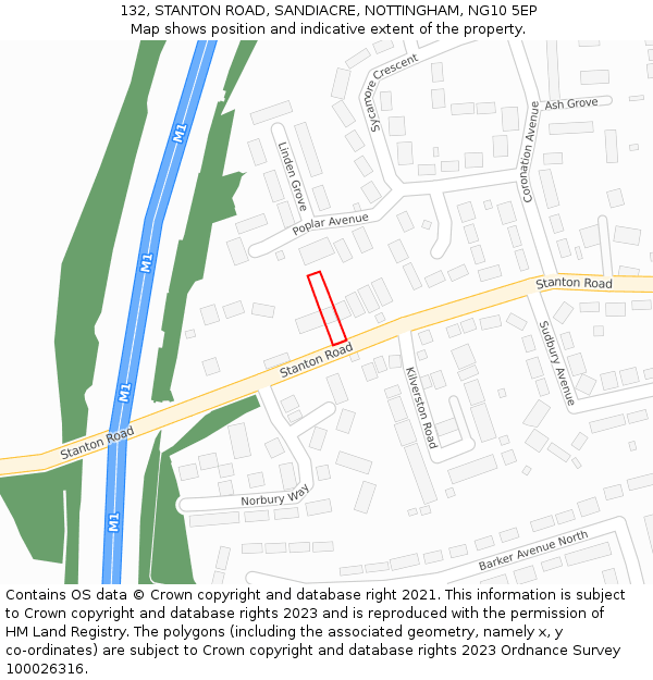 132, STANTON ROAD, SANDIACRE, NOTTINGHAM, NG10 5EP: Location map and indicative extent of plot