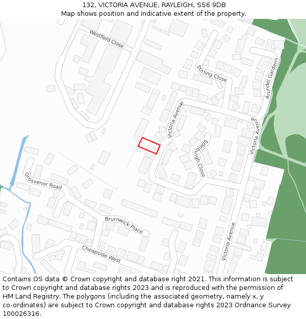 132, VICTORIA AVENUE, RAYLEIGH, SS6 9DB: Location map and indicative extent of plot