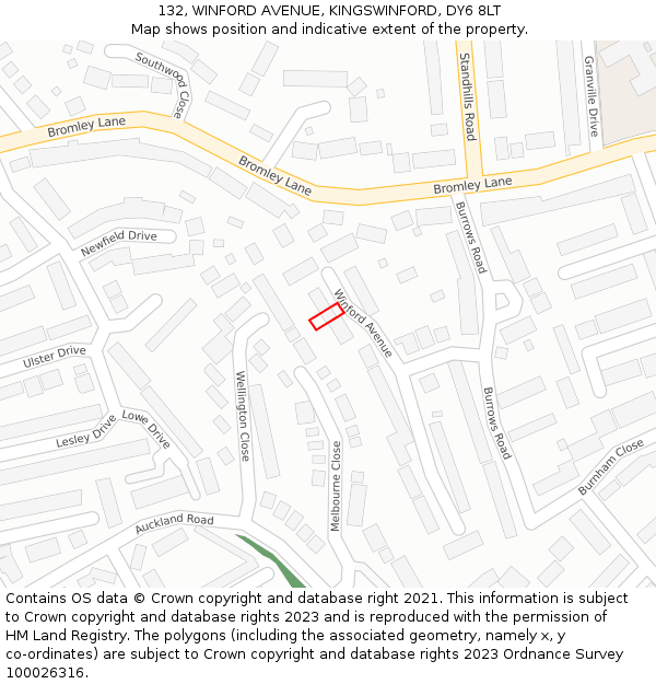 132, WINFORD AVENUE, KINGSWINFORD, DY6 8LT: Location map and indicative extent of plot