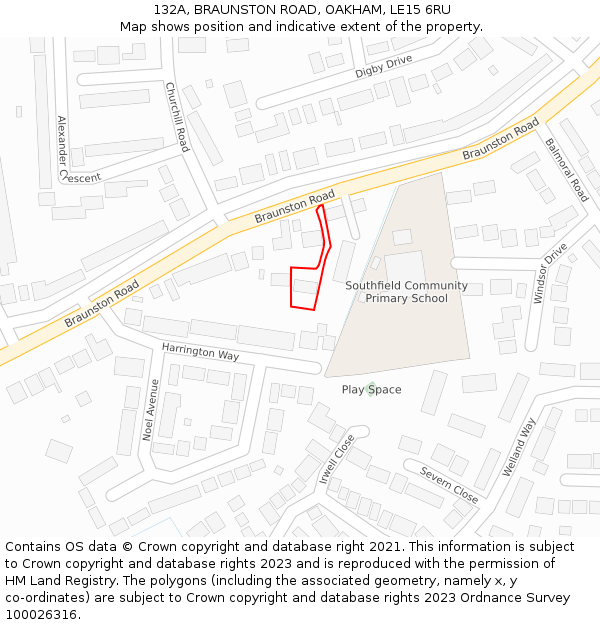 132A, BRAUNSTON ROAD, OAKHAM, LE15 6RU: Location map and indicative extent of plot