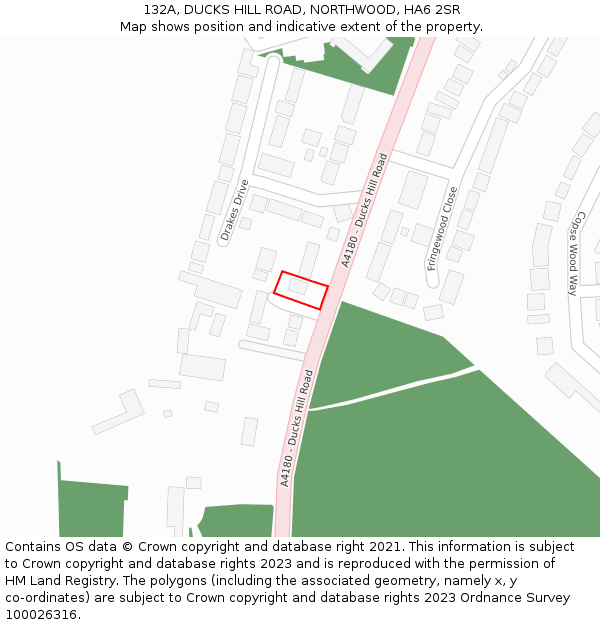 132A, DUCKS HILL ROAD, NORTHWOOD, HA6 2SR: Location map and indicative extent of plot