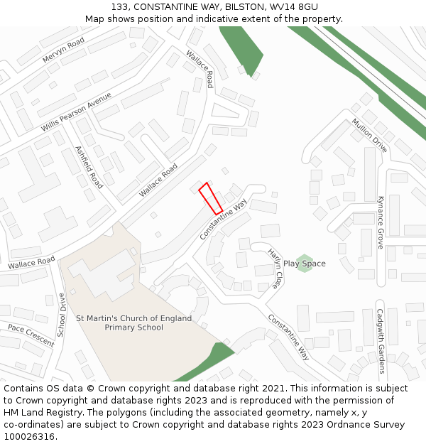 133, CONSTANTINE WAY, BILSTON, WV14 8GU: Location map and indicative extent of plot