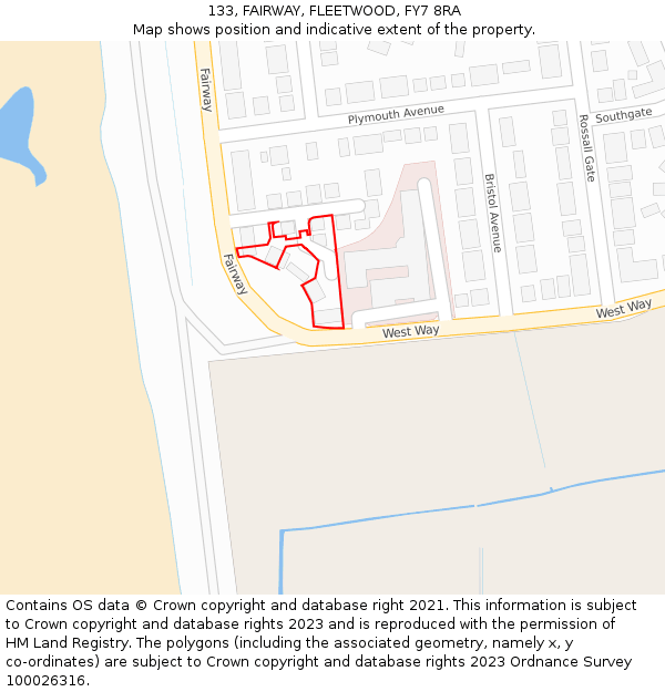 133, FAIRWAY, FLEETWOOD, FY7 8RA: Location map and indicative extent of plot