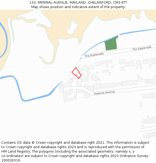 133, IMPERIAL AVENUE, MAYLAND, CHELMSFORD, CM3 6TT: Location map and indicative extent of plot