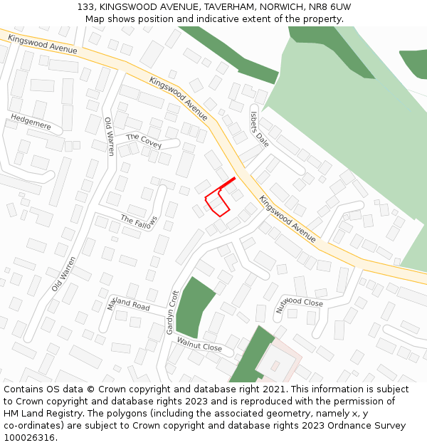 133, KINGSWOOD AVENUE, TAVERHAM, NORWICH, NR8 6UW: Location map and indicative extent of plot