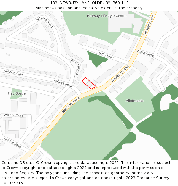 133, NEWBURY LANE, OLDBURY, B69 1HE: Location map and indicative extent of plot