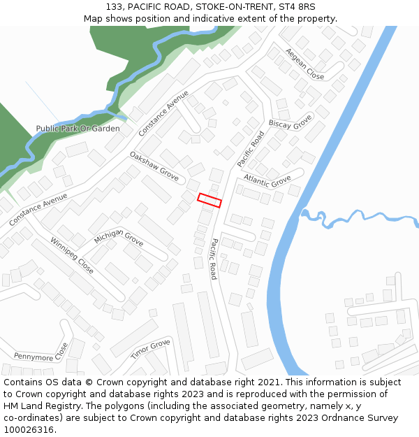 133, PACIFIC ROAD, STOKE-ON-TRENT, ST4 8RS: Location map and indicative extent of plot