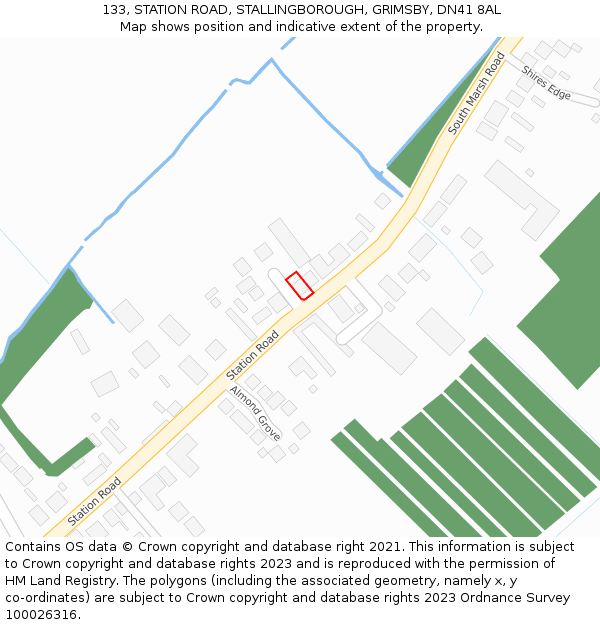 133, STATION ROAD, STALLINGBOROUGH, GRIMSBY, DN41 8AL: Location map and indicative extent of plot