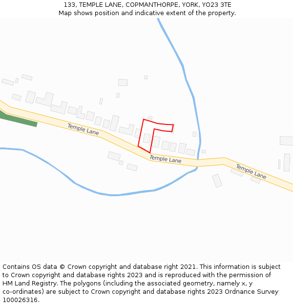 133, TEMPLE LANE, COPMANTHORPE, YORK, YO23 3TE: Location map and indicative extent of plot