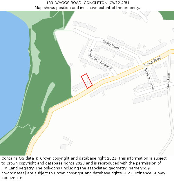 133, WAGGS ROAD, CONGLETON, CW12 4BU: Location map and indicative extent of plot