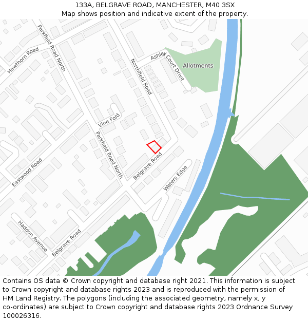 133A, BELGRAVE ROAD, MANCHESTER, M40 3SX: Location map and indicative extent of plot