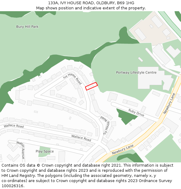 133A, IVY HOUSE ROAD, OLDBURY, B69 1HG: Location map and indicative extent of plot