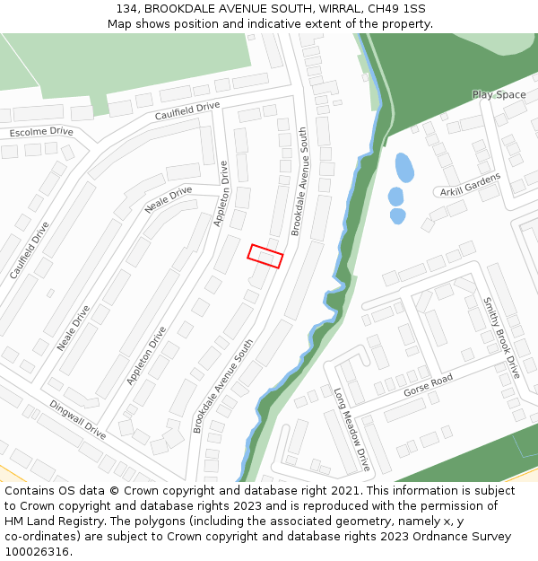 134, BROOKDALE AVENUE SOUTH, WIRRAL, CH49 1SS: Location map and indicative extent of plot