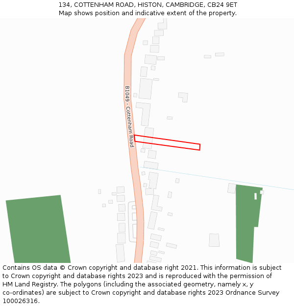 134, COTTENHAM ROAD, HISTON, CAMBRIDGE, CB24 9ET: Location map and indicative extent of plot