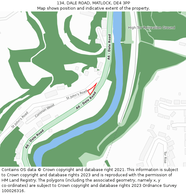 134, DALE ROAD, MATLOCK, DE4 3PP: Location map and indicative extent of plot