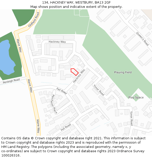 134, HACKNEY WAY, WESTBURY, BA13 2GF: Location map and indicative extent of plot