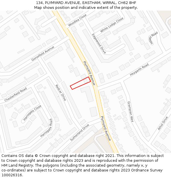 134, PLYMYARD AVENUE, EASTHAM, WIRRAL, CH62 8HF: Location map and indicative extent of plot