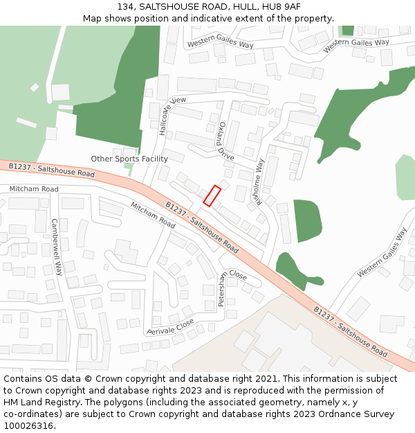 134, SALTSHOUSE ROAD, HULL, HU8 9AF: Location map and indicative extent of plot