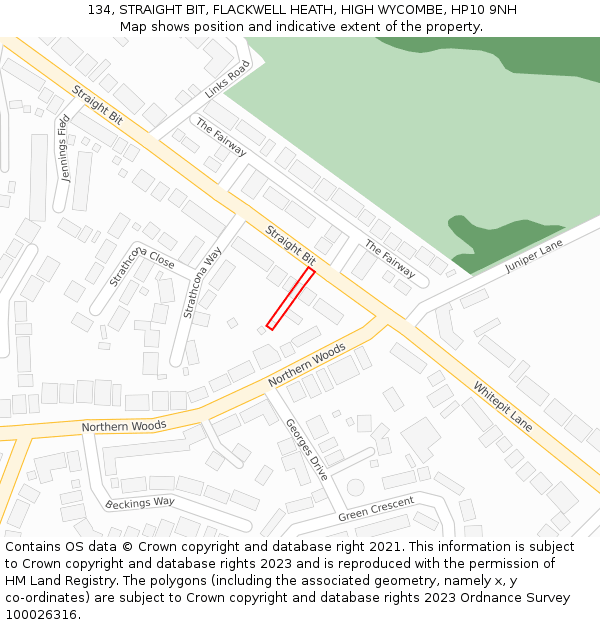 134, STRAIGHT BIT, FLACKWELL HEATH, HIGH WYCOMBE, HP10 9NH: Location map and indicative extent of plot