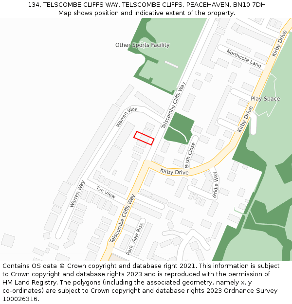 134, TELSCOMBE CLIFFS WAY, TELSCOMBE CLIFFS, PEACEHAVEN, BN10 7DH: Location map and indicative extent of plot