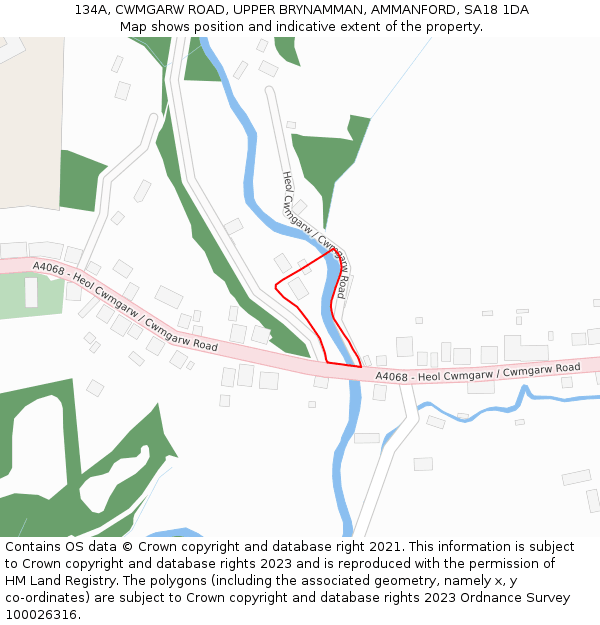 134A, CWMGARW ROAD, UPPER BRYNAMMAN, AMMANFORD, SA18 1DA: Location map and indicative extent of plot