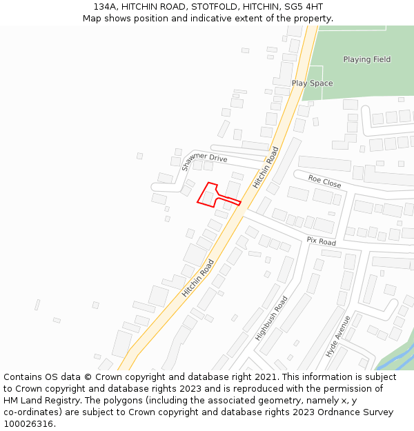 134A, HITCHIN ROAD, STOTFOLD, HITCHIN, SG5 4HT: Location map and indicative extent of plot