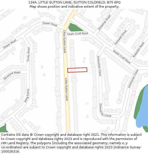 134A, LITTLE SUTTON LANE, SUTTON COLDFIELD, B75 6PQ: Location map and indicative extent of plot