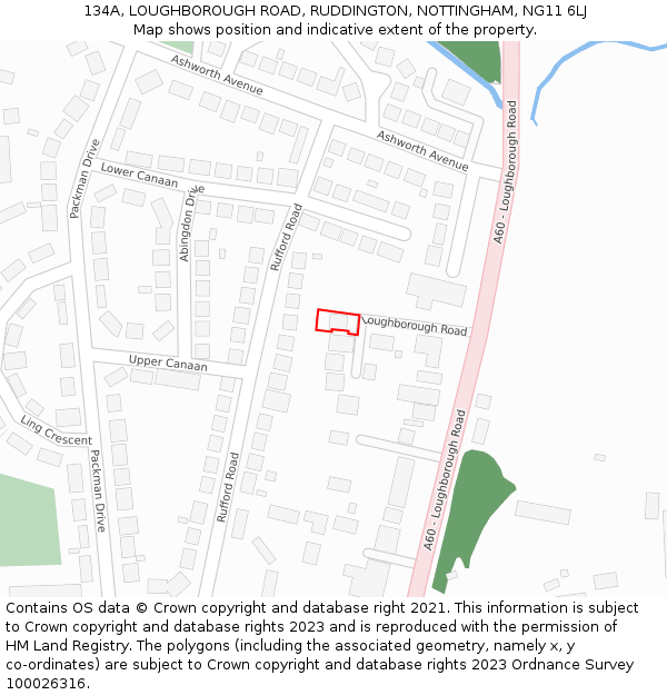 134A, LOUGHBOROUGH ROAD, RUDDINGTON, NOTTINGHAM, NG11 6LJ: Location map and indicative extent of plot